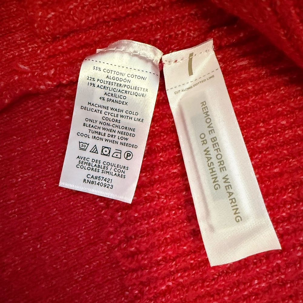 LOFT Red Jeweled Button Cardigan Sweater | Size Small | NWOT | Holiday Glam - Picture 6 of 6